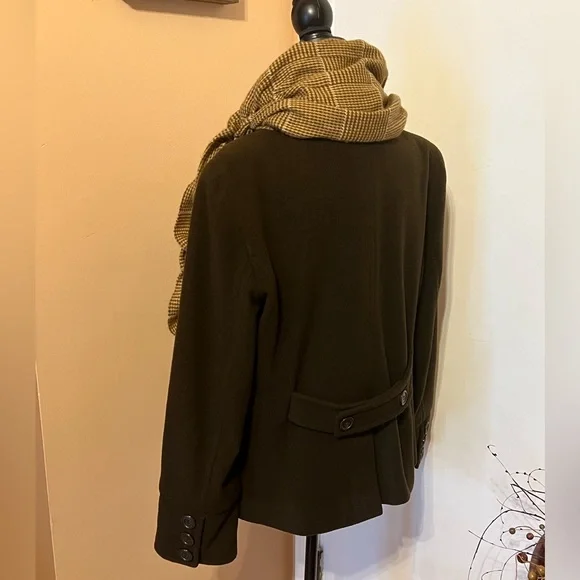 ‼️SOLD‼️ Esprit PEA COAT- Wool- Ladies Classic Chocolate Brown- XL w/ Scarf 🧣 - Picture 4 of 16
